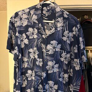 George Hawaiian Button Down Shirts XL Pocket Multicolor Floral Rayon